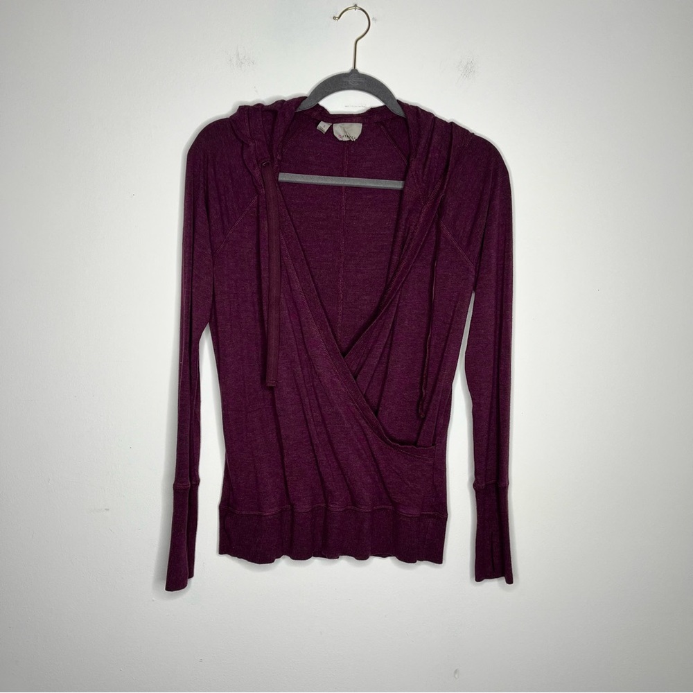 Athleta Size Small Plum Knit Long Sleeve Wrap Hoodie Top Ballet Core